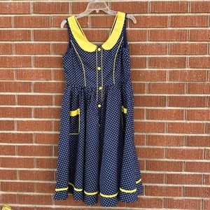 Aryeh Anthropologie navy and yellow rockabilly dress